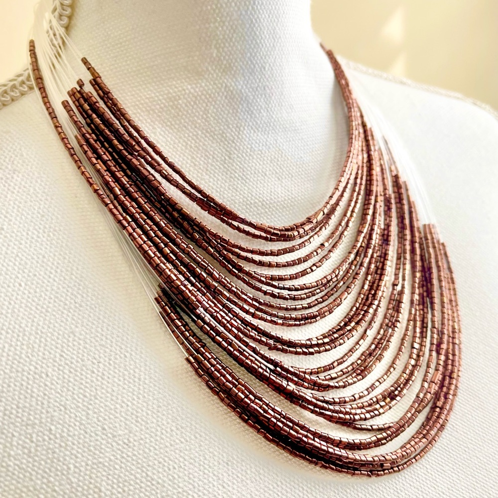 NWOT Multi-Layered Copper Beaded Necklace